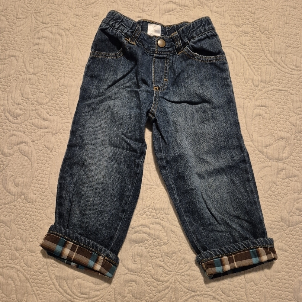 Gymboree boys size 2T Outlet elastic waisted, plaid folded cuff VGUC